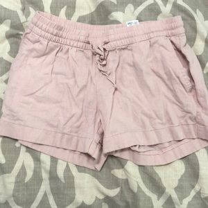Pale pink linen blend shorts